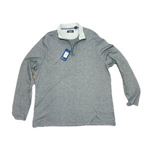 Chaps Sweater Mens XXL 1/4 Quarter Zip Pullover Knit Logo Light Gray NWT